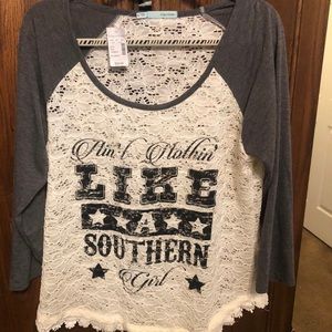 So cute top from Maurices with saying “Ain’t Nothing Like A Southern Girl”.